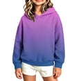 thumbnail image 4 of Ugoldhm Girls Gradient Color Hoodie, Long Sleeve Loose Casual Pullover Hooded Sweatshirt for Kids, 4 of 5