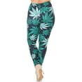 thumbnail image 2 of Creamy Soft Leggings Premium Women's Black Weed Extra Plus, High Rise, Stretchy, Comfortable, 3X-5X Leggings - by USA Fashion™, 2 of 7