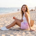 thumbnail image 7 of Evdexr Linen Shorts Womens Bermuda Striped Shorts Summer Knee Length Drawstring Beach Shorts 2026 Baggy Elastic Loose Fit Short Pants S, 7 of 7