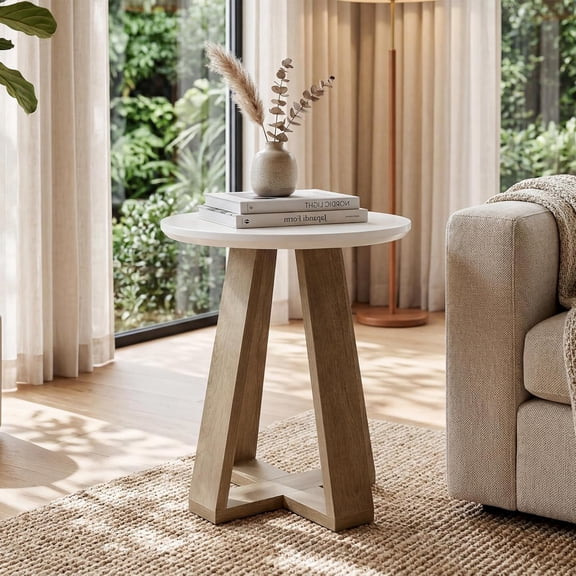 Tribesigns Round Side Table, Small End Table for Living Room, Modern Accent Table for Bedroom, Easy Assembly