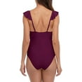 thumbnail image 6 of Women's Ruffle V Neck One Piece Swimsuit Ruched Monokini Swimwear, 6 of 6