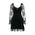 thumbnail image 1 of Kmbangi Female Solid Color Lace Stitching V-Neck Long Flare Sleeve Dress, 1 of 9