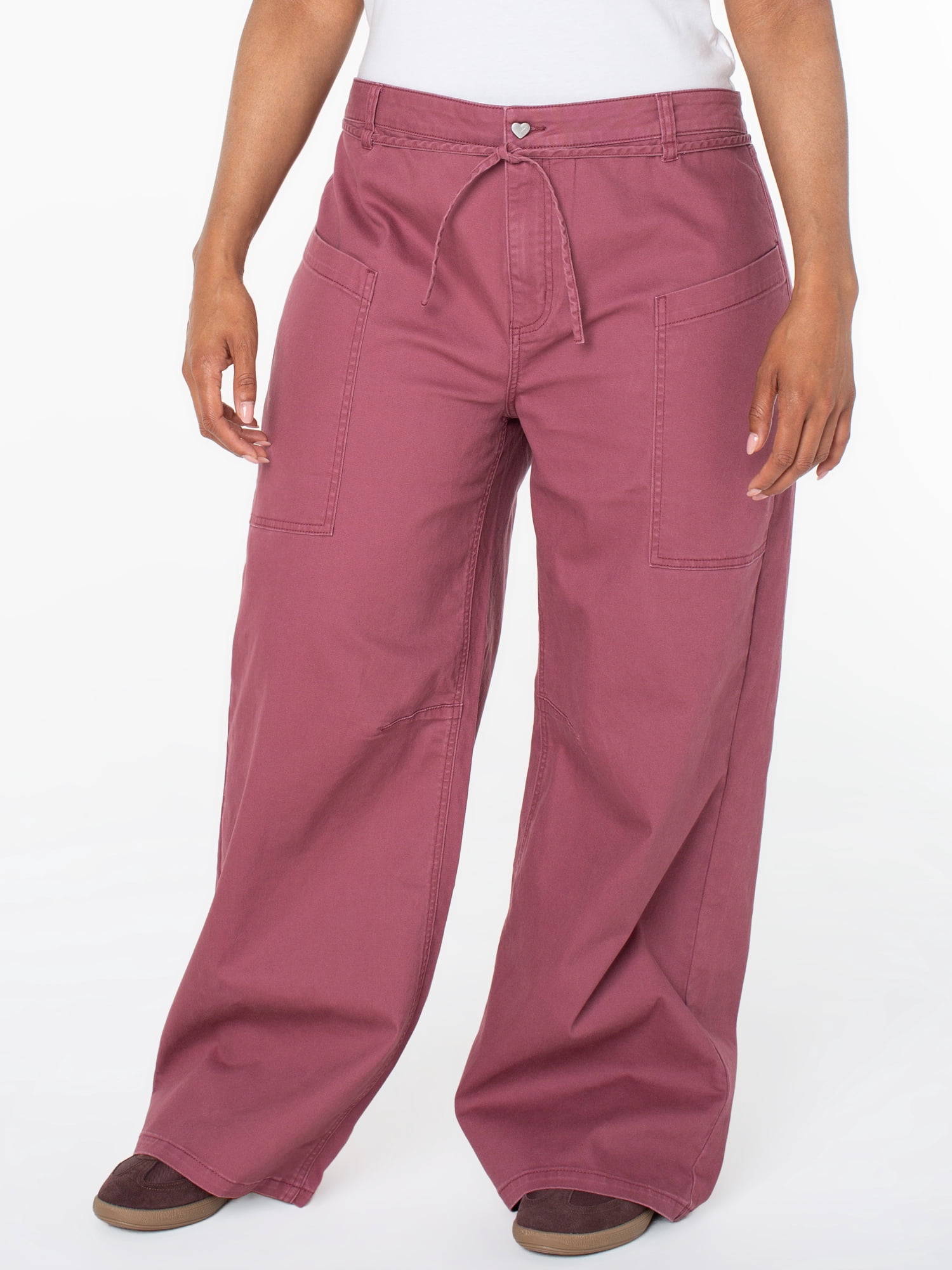 Celebrity Pink Women's and Women's Plus Tie Front Cargo Wide Leg Pants, Sizes XS-4X