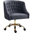 thumbnail image 1 of Meridian Furniture Arden Swivel Adjustable Gray Velvet and Gold Office Chair, 1 of 10