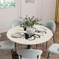 thumbnail image 5 of Letter V Round Tablecloth for 36-44 Inch Tables, Fitted Table Cover with Elastic Edge, Monogram Words Waterproof Outdoor Table Cloth Protector for Patio Garden Dinner Picnic, 5 of 9