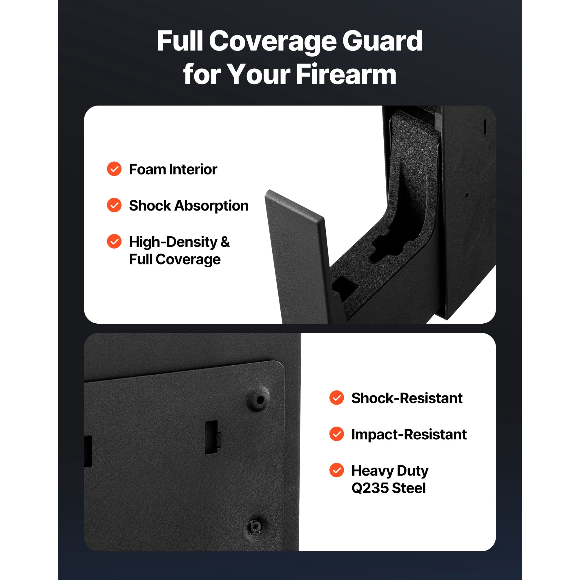 KFFKFF Handgun Safe with Fingerprint, Password, and Key Access, Quick-Access Firearm Storage Box with Interior Lighting for One Pistol and Magazine, Secure Mountable Case for Nightstand, Desk