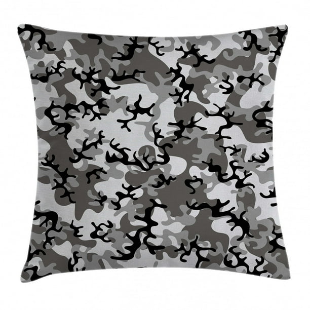 Camo Throw Pillow Cushion Cover Battledress Concept Concealment Artifice Hiding Force Uniform Pattern Fashion Decorative Square Accent Pillow Case 24 X 24 Inches Black Grey Silver By Ambesonne Walmart Com Walmart Com