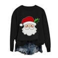 thumbnail image 5 of asdoklhq Christmas Tops for Women Christmas Women's Round Neck Hoodless Christmas Printed Casual Loose Sweatshirt Black L, 5 of 6