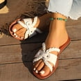 thumbnail image 6 of HomeDM Women's Flats Sandals Open Toe Slip On Dressy Strappy Slide Sandals for Summer Beach, White Size 6.5, 6 of 9