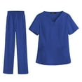 thumbnail image 1 of Conjunto de uniforme de enfermera para mujer, conjunto de uniforme con parte superior y pantalón azul, kit de limpieza para mujer TallaXL, 1 of 9