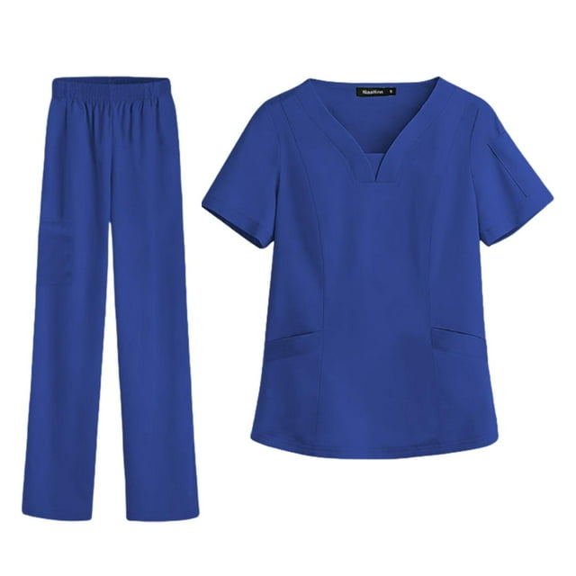 Conjunto de ropa de mujer, uniforme de trabajo, camiseta y pantalón azul, conjunto de quirófano para TallaXL