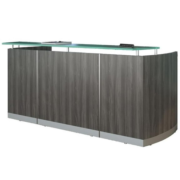 Pemberly Row 120" Engineered Wood Reception Station in Steel Gray