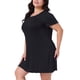 thumbnail image 4 of Agnes Orinda Tallas Grandes de Mujeres Camisones de Noche de Manga Corta con Volantes Mini Ropa de Dormir Casual Camisetas de Dormir Vestido de Pijama 1X Negro, 4 of 6