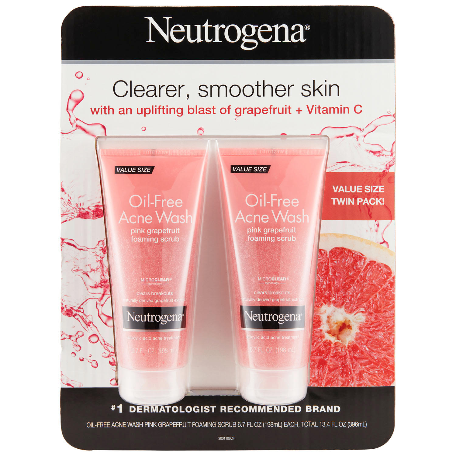 Neutrogena OilFree Pink Grapefruit Exfoliating Acne Face Wash and