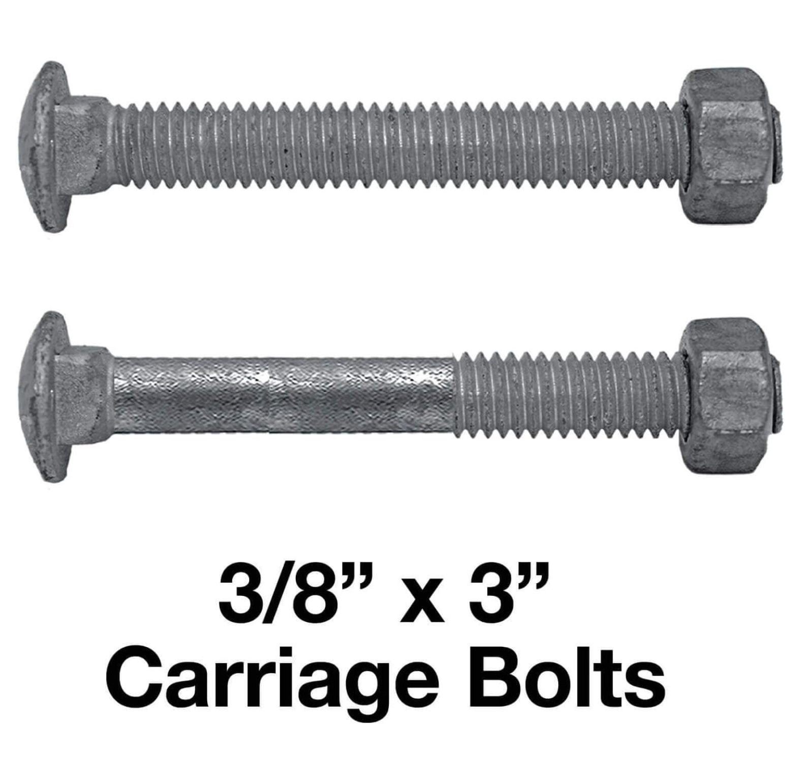 Carriage Bolts 3/8-16 x 3: w/Nuts Galvanized Bulk Carriage Bolt ~ Coarse Thread (3 inches Long) (100 Pieces)