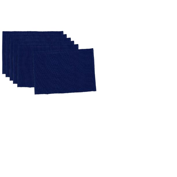 Set of 6 Decorative Solid Indigo Blue Fabric Table Placemats 19