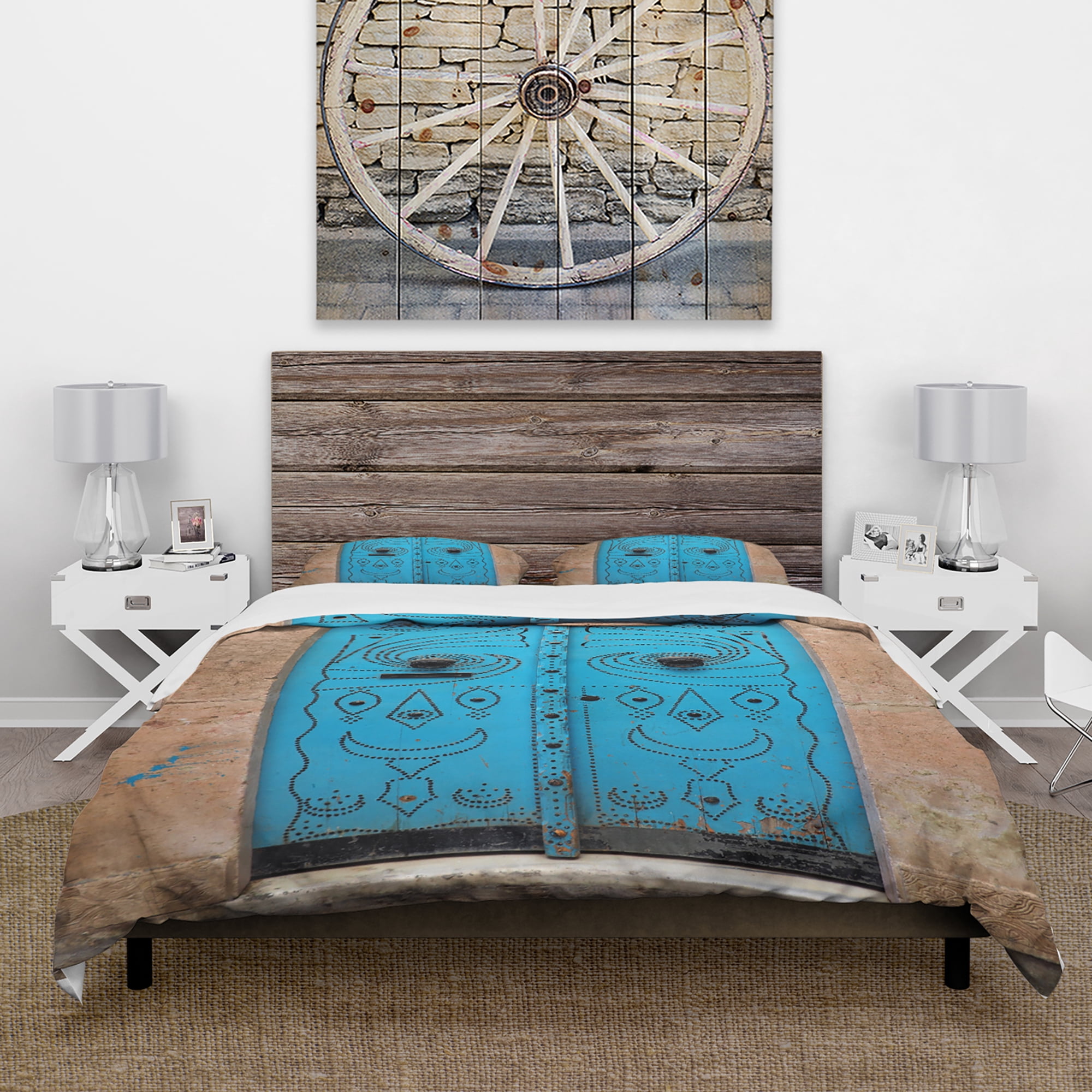 Designart 'Vintage Arabic Blue Door' Vintage Duvet Cover Set