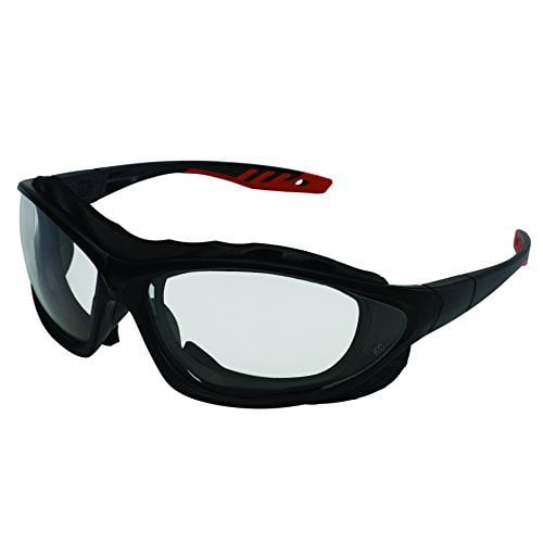 12 Pairs / Case Kimberly-Clark Professional Black & Red Frame Jackson Safety V50 Epic Safety Eyewear 33345 Clear Anti-Fog Lens with Interchangeable Temples and Head Strap