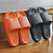 WALL QMER Cloud Slide Sandal for Women and Men, Bathroom shower slippers, EVA Anti-Slip Quick Drying Shower Shoes, Cushioned Thick Sole, Black-01