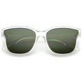 thumbnail image 1 of Women's Horn Rim Metal Accent Square Flat Lens Cat Eye Sunglasses 55mm (Shiny Clear / Green), 1 of 4