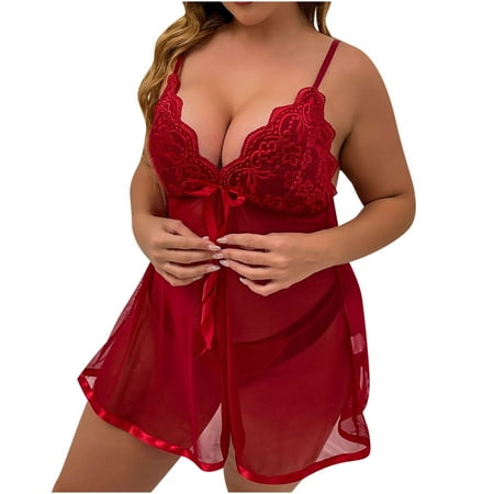 

Womens Lingerie Sets Clearance Solid Plus Size Backless Bib Pants Coverall Sling Sling Straps Underwear Plus Size Lingerie for Women Red 4Xl