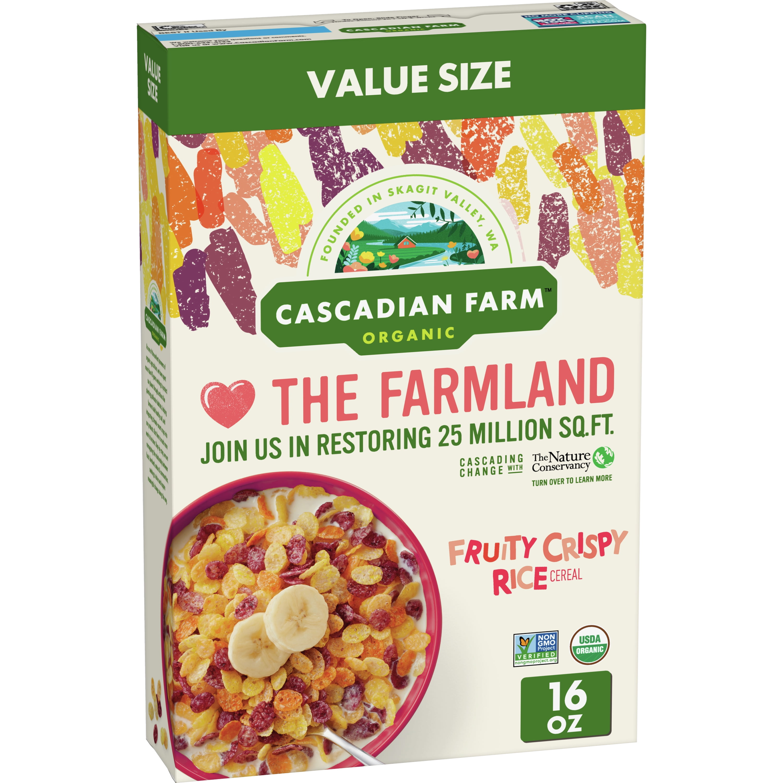 Cascadian Farm Organic Fruity Crispy Rice Cereal, NonGMO, 16 oz