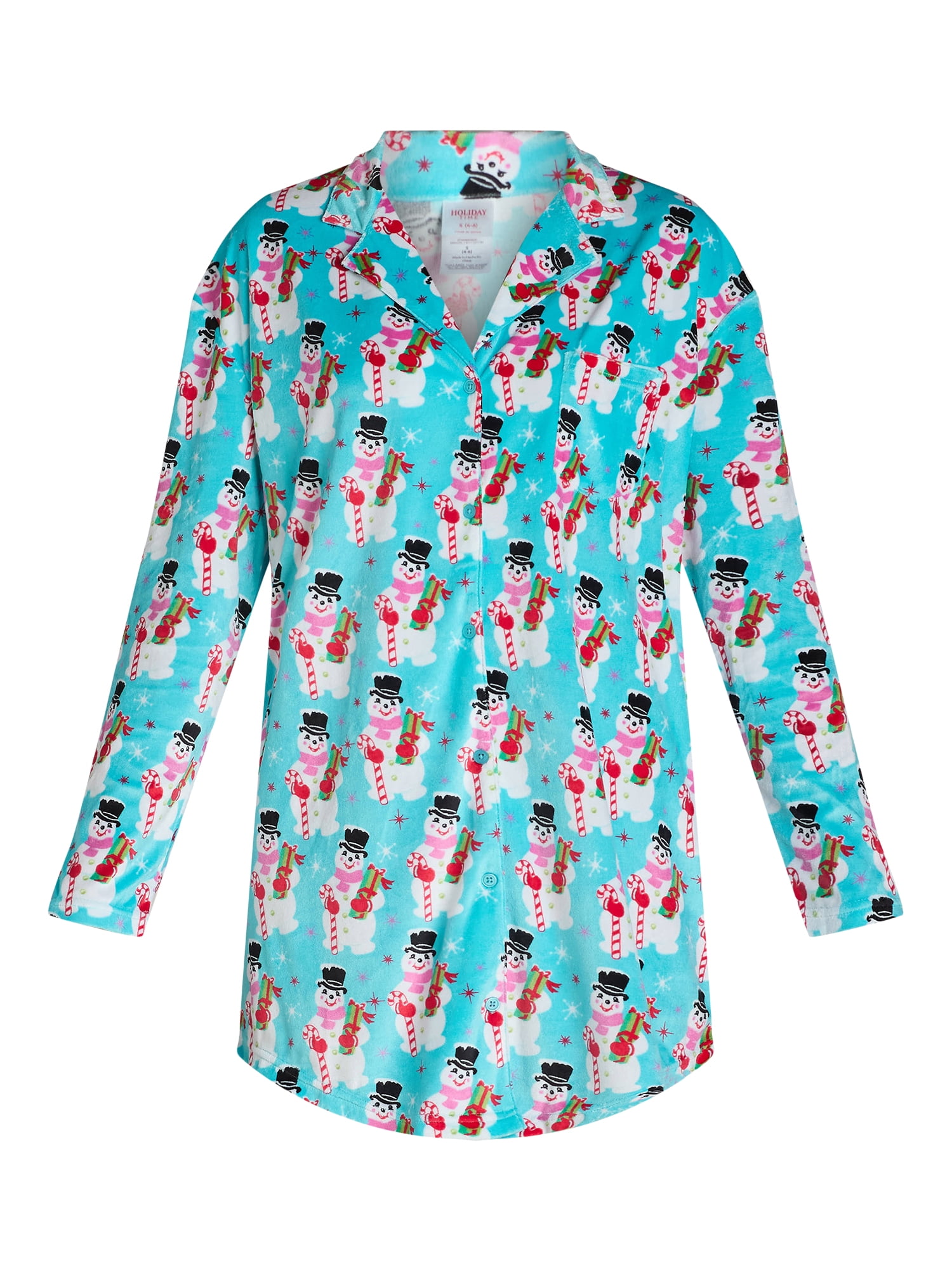 Holiday Time Women’s and Women’s Plus Super Minky Notch Collar Sleepshirt and Cozy Socks Set, 2-Piece, Sizes XS-3X