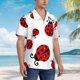 thumbnail image 3 of Fotbe Fly Flying Ladybug Camisa Hawaiana para Hombre Unisex – Camisa Casual de Verano con Botones de Manga Corta de Algodón y Lino,3X-Large, 3 of 7