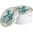 thumbnail image 1 of FMSHPON Ocean Theme Octopus Vintage Set of 2 Car Coaster for Drinks, Absorbent Ceramic Stone Coasters Cup Mat with Cork Base for Home Kitchen Room Coffee Table Bar Decor, 1 of 5
