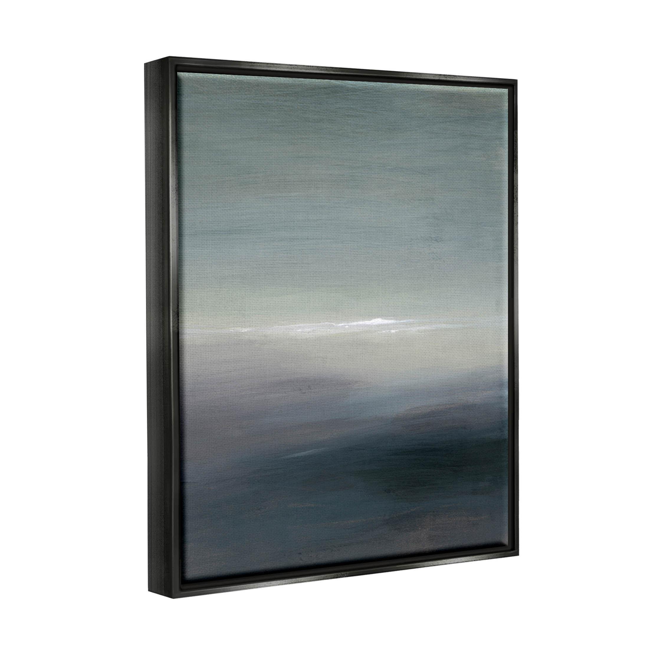 Stupell Industries Obscure Abstract Landscape Painting Jet Black Floating Framed Canvas Print Wall Art, Design by Grace Popp