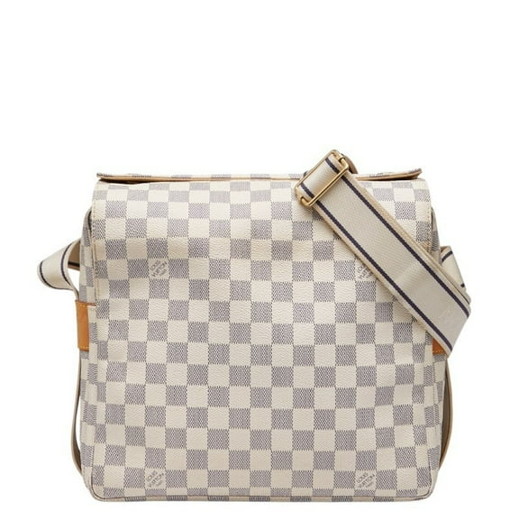 Pre-Owned Louis Vuitton Damier Azur Naviglio Shoulder Bag N51189 White Leather... (Good)
