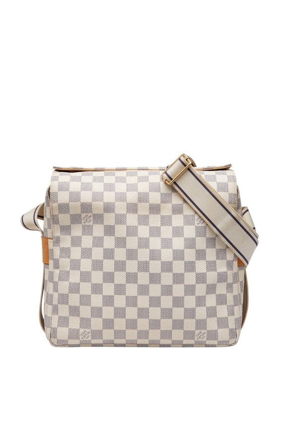 Pre-Owned Louis Vuitton Damier Azur Naviglio Shoulder Bag N51189 White Leather... (Good)