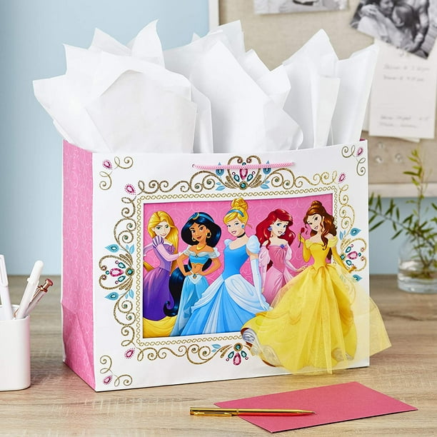 FFIY Grand sac cadeau Princesses Disney de 25 4 cm avec papier de