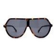 thumbnail image 1 of Flat Top Shield Geometric Racer Plastic Mobster Sunglasses Tortoise Black, 1 of 4