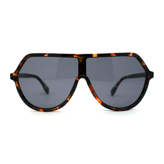 Flat Top Shield Geometric Racer Plastic Mobster Sunglasses Tortoise Black