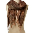 thumbnail image 2 of Oussum Acrylic Jacquard Floral Paisley Fringe Trim Women Scarf, 2 of 5