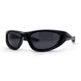 thumbnail image 2 of Trendy Sport Wrap Soft Tip Plastic Beveled Thick Plastic Sunglasses All Black, 2 of 4