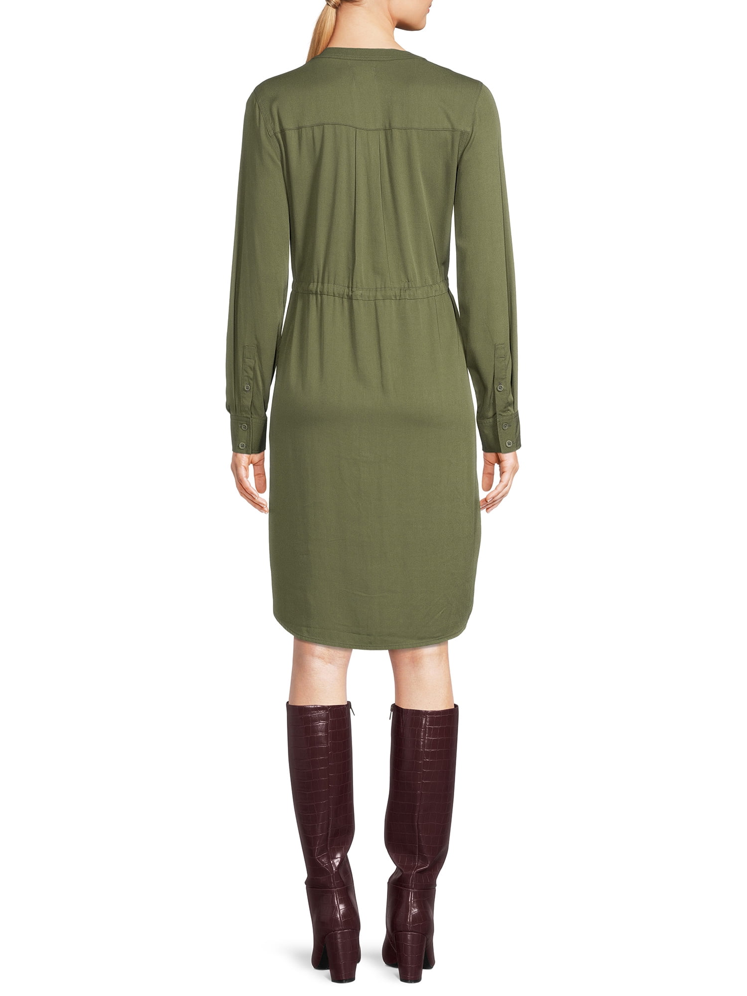 Time & Tru Women's Long Sleeve Utility Shirt Dress