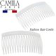 thumbnail image 4 of Camila Paris Cp3135 Peine lateral para el cabello francés, pequeño, curvo, blanco, con torcedura francesa, peines decorativos de sujeción fuerte, pinzas para el cabello para mujeres, moño, moño recogi, 4 of 5