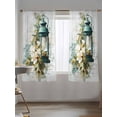 thumbnail image 5 of Sheer Curtains 63 Inch Length, Vintage Oil Light Semi Sheer Curtains Light Filtering Window Treatment, Spring Flowers Leaves Candles Country Privacy Voile Drapes for Living Room Bedroom 52x63 Inch, 5 of 7