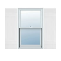 14"W x 39"H Lifetime Vinyl, Standard Four Board Joined, Board-n-Batten Shutters, w/Installation Shutter-Lok's & Matching Screws (Per Pair), Bright White