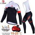 thumbnail image 3 of Conjunto de maillot de ciclismo X-Tiger con tirantes acolchados de gel 5D y secado rápido para hombre, ropa de ciclismo de manga larga con protección solar, 3 of 5