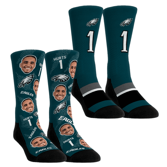 Unisex Rock Em Socks Jalen Hurts Philadelphia Eagles Player Football Guy Two-Pack Crew Sock Set