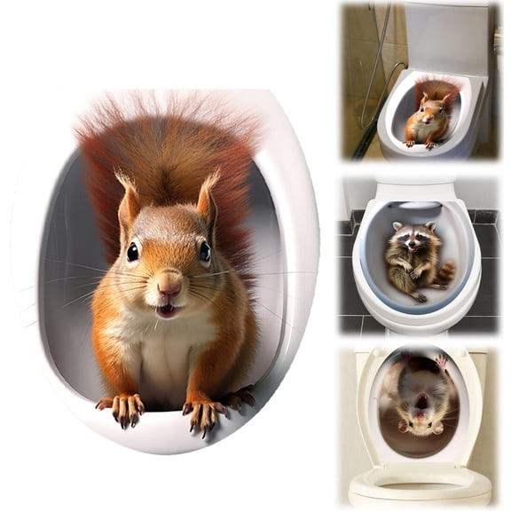 Kids Bedroom Set 3D Sticker For Toilet | Cute Decal For Toilet| Toilet Decal | Three Animal Toilet Wall Sticker Home Decor Animal Toilet Animal Sticker Toilet Seats Decal,Pink Household Stickers