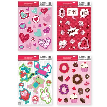 Large Pack Of Valentine S Day Window Clings Decorations For