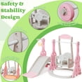 thumbnail image 5 of Ealing 4 in 1 Slide and Swing Set for Toddlers Age 1-2 ,with Bucket Style Seat and Basketball Hoop ,Baby Outdoor Indoor Playset Climber Toys,Pink, 5 of 9