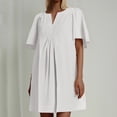 thumbnail image 1 of WILLBEST Vestidos Largos Casuales Para Mujer, Vestido Mini Informal De Manga Corta Con Vuelo Y Cuello En V, Vestidos Sueltos De Verano, 1 of 3