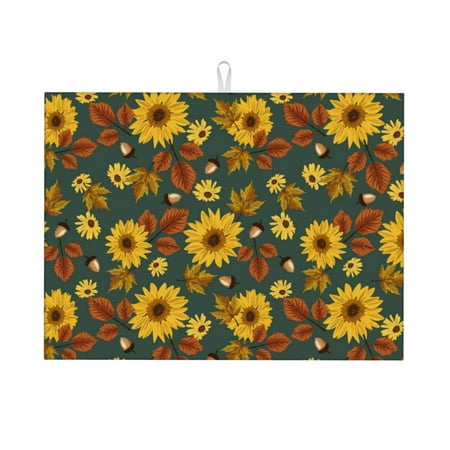 

Coaee Fall Daisy Leaf Nuts for Kitchen Drying Mat Dish Drying Mats for Kitchen Counter Foldable Water-Absorbent Suitable for Draining Racks