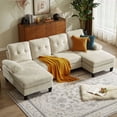 thumbnail image 3 of Soscana 105" Sectional Sofa Couch with Double Chaises for Living Room,Chenille U Shaped 4 Seater,Fits for Living Room,Apartment,Office,Studio, Beige, 3 of 10