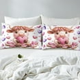 thumbnail image 3 of Erosebridal Cartoon Highland Bull Duvet Cover Twin, Pink Purple Love Heart Print Bedding Sets Twin Size, Reversible 2-Piece (No Comforter), 3 of 7
